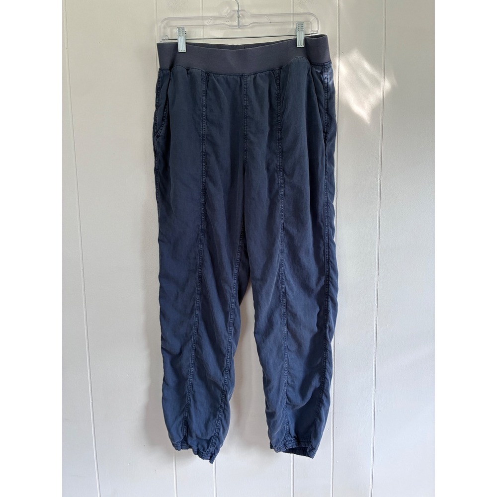 Faherty Brand Arlie Day Pants Navy Blue Linen Tencel Joggers Women Large